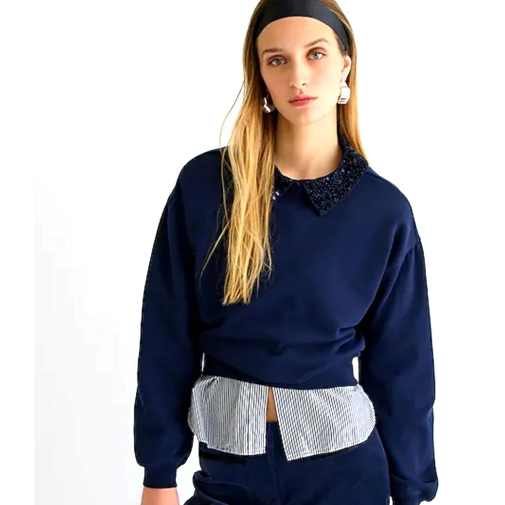 5. J.Crew Crewneck sweatshirt with crystal-embellished collar